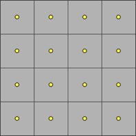 Squares with yellow dots